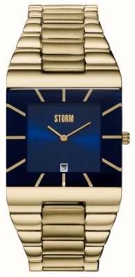 STORM Omari xl (32 mm) pour homme, cadran bleu / bracelet en acier inoxydable doré 47195/GD/B