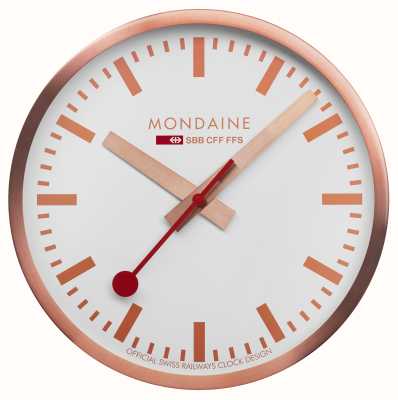 Mondaine Horloge murale CFF (25cm) cadran blanc / boîtier aluminium cuivré A990.CLOCK.18SBK