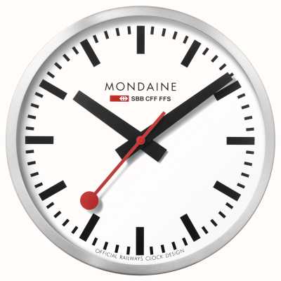 Mondaine Horloge murale CFF (40 cm) cadran blanc / boîtier en aluminium argenté A995.CLOCK.16SBB
