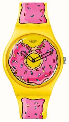 Swatch Cadran imprimé donut X The Simpsons Seconds of Sweetness (41 mm) / bracelet en silicone imprimé glaçage SO29Z134