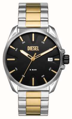 Diesel Montre homme ms9 (44 mm) cadran noir / bracelet acier inoxydable bicolore DZ2196