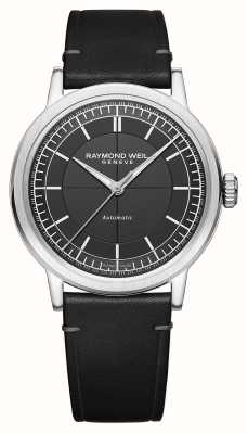 Raymond Weil Millesime automatique (39,5 mm) cadran noir / bracelet cuir de veau noir 2925-STC-60001