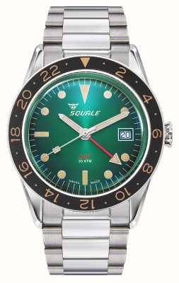 Squale Sub-39 gmt vert vintage (40,5 mm) cadran soleillé vert / bracelet en acier inoxydable SUB-39GMGR.BR22