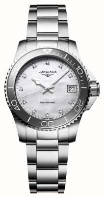 LONGINES Quartz Hydroconquest (32 mm) cadran diamant nacre / bracelet acier inoxydable L33704876