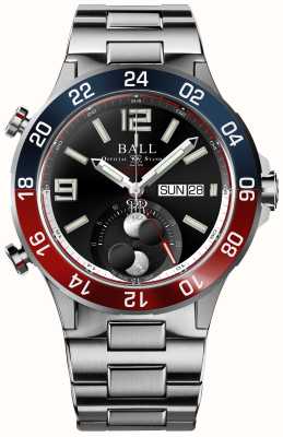 Ball Watch Company Roadmaster marine gmt phases de lune (42 mm) cadran noir / bracelet titane et acier inoxydable DG3220A-S1CJ-BK