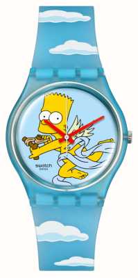 Swatch X the Simpsons Angel Bart (34 mm) cadran imprimé Simpsons / bracelet en silicone à motifs bleus SO28Z115