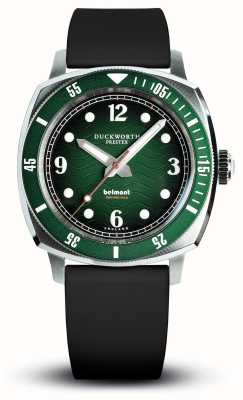 Duckworth Prestex Belmont (42 mm) pour homme, cadran vert / bracelet en caoutchouc noir D328-04-AR