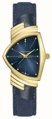 Hamilton Quartz Ventura (32,3 mm) cadran bleu / bracelet cuir alcantara bleu H24301941