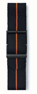 Elliot Brown Sangle noire à rayures orange, longueur standard, sangle de 22 mm uniquement STR-N17
