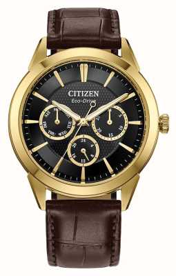 Citizen Montre homme eco-drive (40 mm) cadran noir / bracelet cuir marron BU2112-06