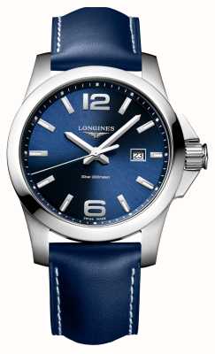 LONGINES Quartz Conquest (43 mm) cadran bleu / bracelet cuir bleu L37604960