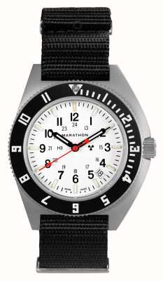 Marathon Navigateur en acier arctique avec date ssnav-d (41 mm) cadran blanc / bracelet defstan en nylon noir WW194013SS-0503