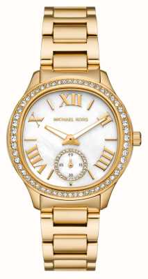 Michael Kors Cadran nacre sauge (38 mm) pour femme / bracelet en acier inoxydable doré MK4805