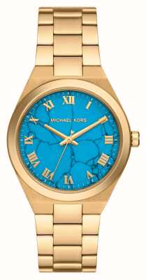 Michael Kors Lennox (37 mm) pour femme, cadran bleu / bracelet en acier inoxydable doré MK7460
