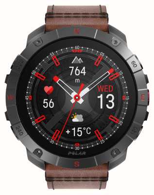 Polar Grit x2 pro titan premium montre de sport intelligente gps (m-l) bracelet en cuir marron + bracelet en silicone noir 900110288