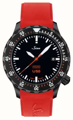 Sinn U50 hydro s 5000m (41mm) cadran noir / bracelet silicone rouge 1051.020 RED SILICONE