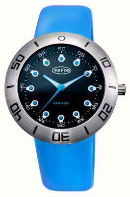 IKEPOD Seapod jacques automatique s002 (46 mm) cadran noir / bracelet silicone bleu S002-SI-LN