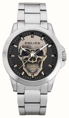 Police Quartz Flick (47 mm) cadran tête de mort noir / bracelet en acier inoxydable PEWJG2194803
