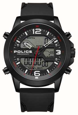 Police Chronographe hybride Rig (47 mm) cadran noir / bracelet silicone noir PEWJP2194701