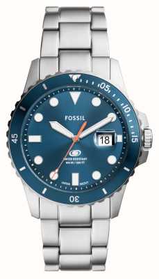 Fossil Cadran bleu (42 mm) bleu / bracelet en acier inoxydable pour homme FS6050