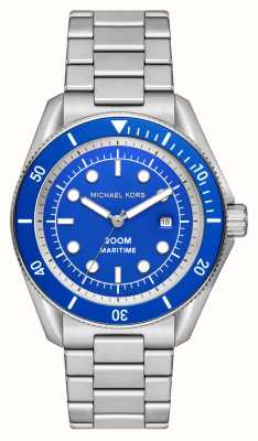 Michael Kors Cadran bleu maritime (42 mm) pour homme / bracelet en acier inoxydable MK9160