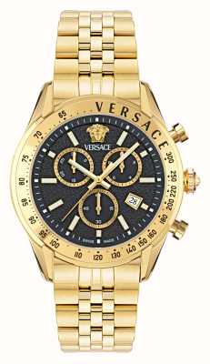 Versace Cadran chronographe noir Chrono Master (44 mm) / bracelet en acier inoxydable doré VE8R00624