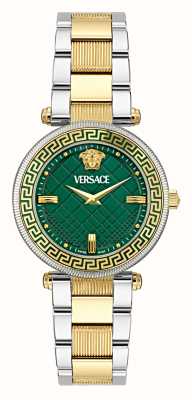 Versace Reve (35 mm) cadran vert / bracelet acier inoxydable bicolore VE8B00524