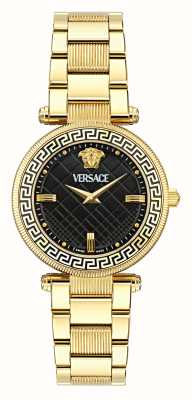 Versace Cadran noir Reve (35 mm) / bracelet en acier inoxydable doré VE8B00624