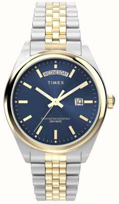 Timex Cadran jour-date Legacy (41 mm) bleu soleillé / bracelet en acier inoxydable bicolore TW2W42600