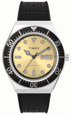 Timex M79 automatique jour-date (40 mm) cadran doré / bracelet caoutchouc noir TW2W47600