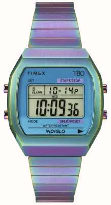 Timex Cadran numérique bleu 'timex 80' (36 mm) / bracelet extensible irisé TW2W57100