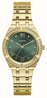 Guess Cosmo (36 mm) pour femme, cadran vert / bracelet en acier inoxydable doré GW0033L8