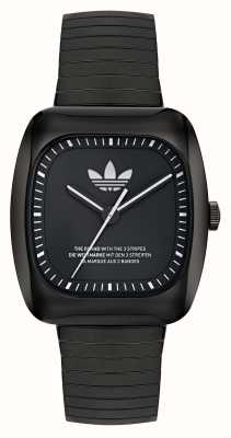 Adidas Retro wave one (37 mm) cadran noir / bracelet extensible en acier inoxydable noir AOSY24026
