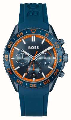BOSS Cadran chronographe bleu coureur (43 mm) / bracelet en silicone bleu 1514142