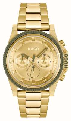 HUGO Cadran doré #brave (46 mm) pour homme / bracelet en acier inoxydable doré 1530349