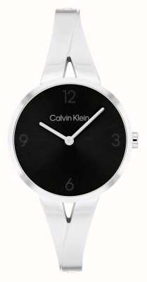 Calvin Klein Joyeuse (30 mm) cadran noir / bracelet jonc en acier inoxydable pour femme 25100026