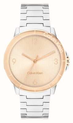 Calvin Klein Cadran en or rose vif (36 mm) pour femme / bracelet en acier inoxydable 25100025