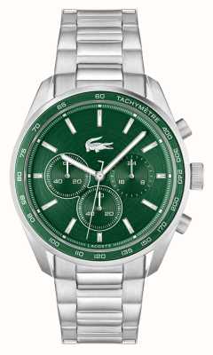 Lacoste Cadran chronographe vert Boston (42 mm) pour homme / bracelet en acier inoxydable 2011346