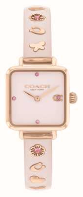 Coach Cadran carré rose cass (22 mm) pour femme / bracelet en acier inoxydable couleur or rose en résine rose 14504309