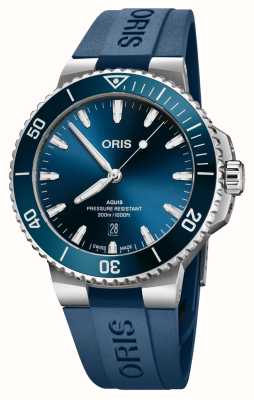 ORIS Aquis date automatique (43,5 mm) cadran bleu / bracelet caoutchouc bleu 01 733 7789 4135-07 4 23 35FC