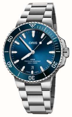ORIS Aquis date automatique (41,5 mm) cadran bleu / bracelet acier inoxydable 01 733 7787 4135-07 8 22 04PEB