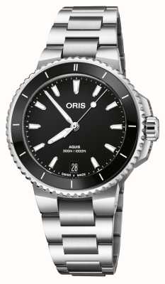 ORIS Aquis date automatique (36,5 mm) cadran noir / bracelet acier inoxydable 01 733 7792 4154-07 8 19 05P