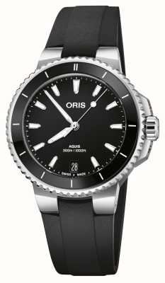 ORIS Aquis date automatique (36,5 mm) cadran noir / bracelet caoutchouc noir 01 733 7792 4154-07 4 19 64FC