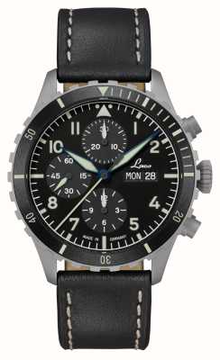 Laco Cadran chronographe noir Kiel sport (43 mm) / bracelet en cuir noir 862180