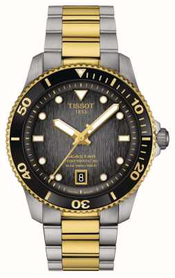 Tissot Seastar 1000 powermatic 80 (40 mm) pour homme, cadran noir / bracelet en acier inoxydable bicolore T1208072205100