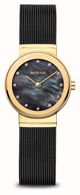 Bering Cadran en nacre noire classique (26 mm) pour femme / bracelet en maille d'acier inoxydable noir 10126-132