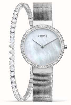 Bering Coffret cadeau classique femme (31 mm) cadran nacre / bracelet maille acier inoxydable 14531-004-GWP190