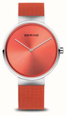 Bering Cadran orange classique (39 mm) / bracelet maille acier orange 14539-505