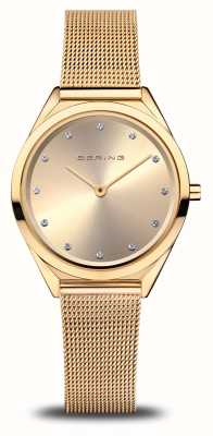Bering Cadran doré ultra fin (31 mm) / bracelet en maille d'acier inoxydable doré 17031-333