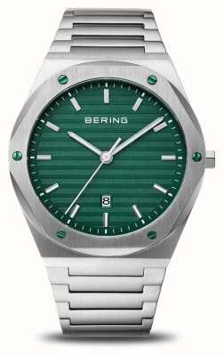 Bering Cadran vert classique (42 mm) pour homme / bracelet en acier inoxydable 19742-708